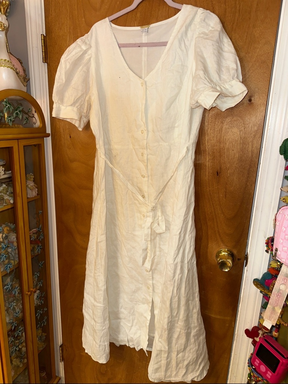 Magaschoni Cream Button-Front Midi Dress